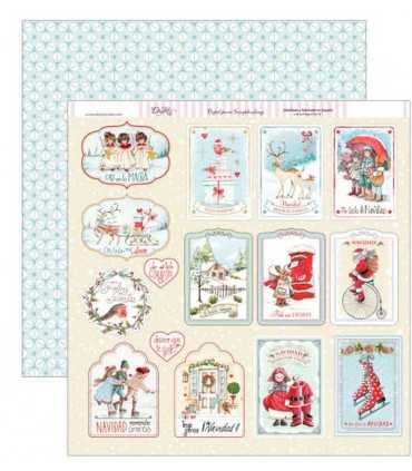 PAPEL SCRAP 2 CARAS 30,5x30,5 CM TAGS NAVIDAD