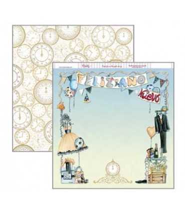 PAPEL SCRAP 2 CARAS 30,5x30,5 CM FELIZ AÑO NUEVO