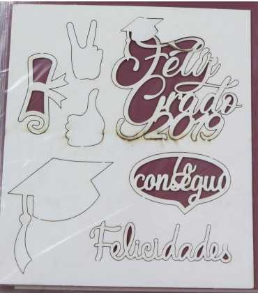 SILUETAS CARTÓN SET FELIZ GRADO 2019