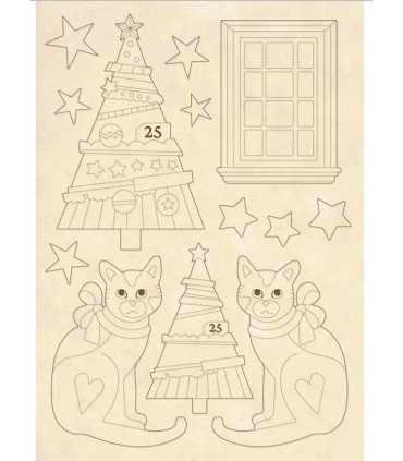 FORMAS MADERA 21x14 CM ÁRBOL Y GATOS