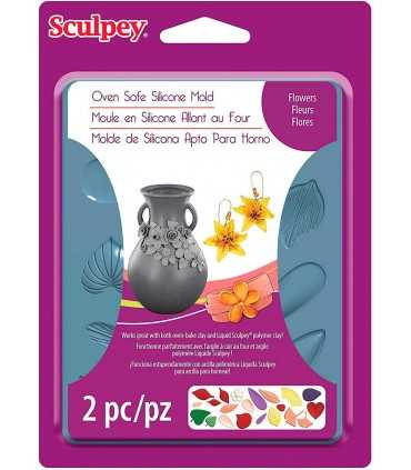 MOLDE SILICONA SCULPEY SEGURO HORNO FLORES
