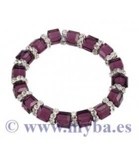 RONDEL CUADRADO SWAROVSKI 8 MM PLATEADO Y CRISTAL