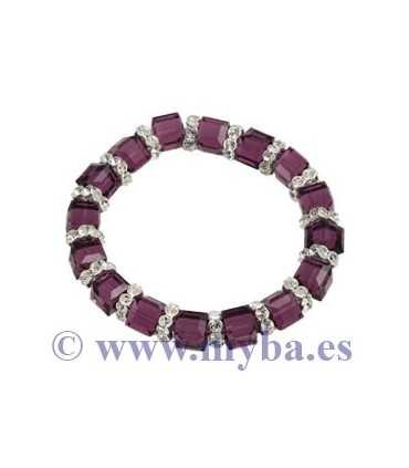 RONDEL CUADRADO SWAROVSKI 8 MM PLATEADO Y CRISTAL