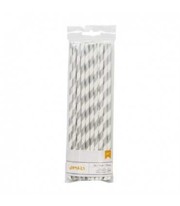 PAJITAS PAPEL AMERICAN CRAFTS RAYAS PLATA 24 UD