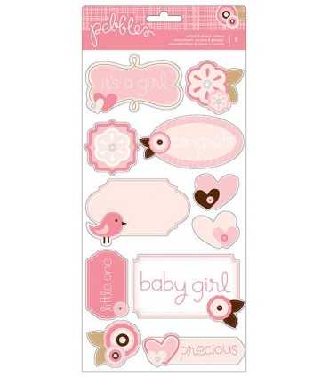PEGATINAS BEBÉ NIÑA PEBBLES 27x14 CM SURTIDAS