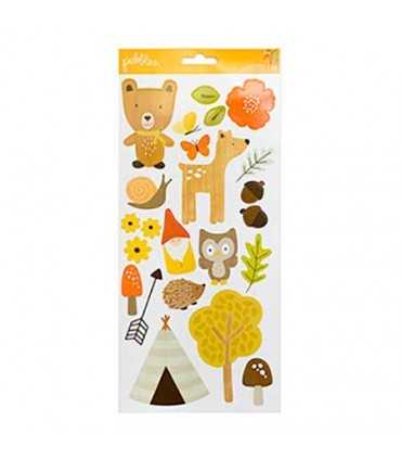 PEGATINAS SURTIDAS PEBBLES BOSQUE 50 UD