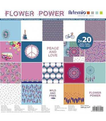 PAPEL SCRAP ARTEMIO FLOWER POWER 30,5x30,5cm 40 UD