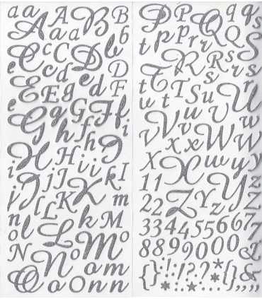 PEGATINAS ALFABETO PURPURINA PLATA  177 UNIDADES