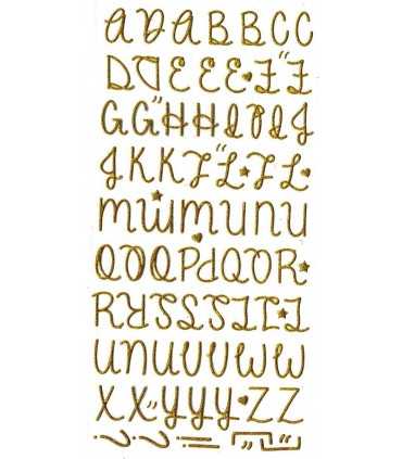 PEGATINAS ALFABETO PURPURINA ORO  17 MM ALTURA