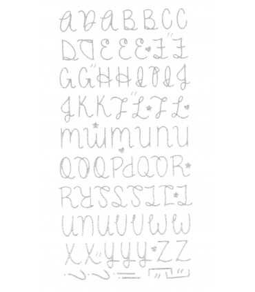 PEGATINAS ALFABETO PURPURINA PLATA  17 MM ALTURA