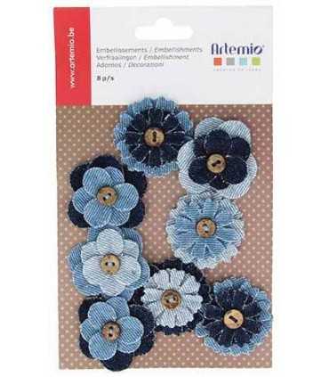 FLORES TELA DENIM ARTEMIO 45 MM 8 UNIDADES