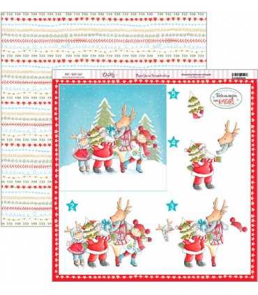 PAPEL SCRAP 2 CARAS 30,5x30,5cm PAPA NOEL Y RUDOLF