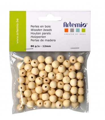 BOLAS MADERA NATURAL 12 MM AGUJ. 3 MM 80 UNIDADES
