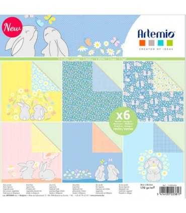 PAPEL SCRAP ARTEMIO CONEJITOS 30,5x30,5cm 6 UD