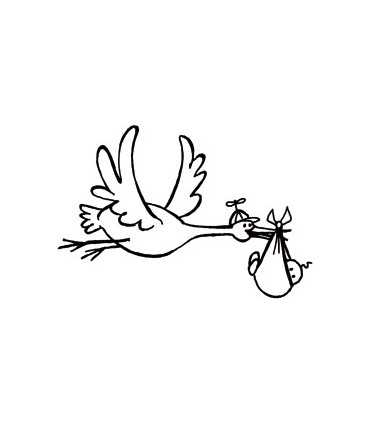 SELLO CAUCHO CON MADERA CIGÜEÑA Y BEBÉ 4,9x3,4 CM