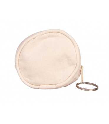 MONEDERO REDONDO DE TELA COLOR CRUDO 8,5 x 3 cm
