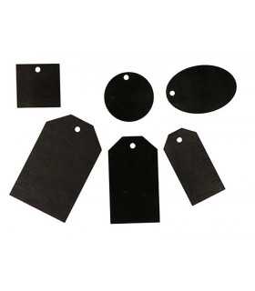 SET ETIQUETAS MADERA NEGRAS ARTEMIO 36 UD