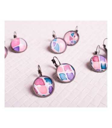 PENDIENTES CABUCHÓN CRISTAL 16 MM ORO ANTIGUO