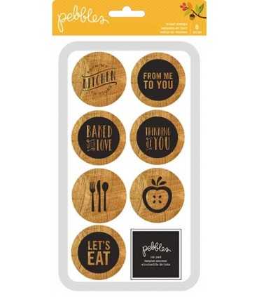 SELLOS CAUCHO MADERA PEBBLES + TINTA 8 UD