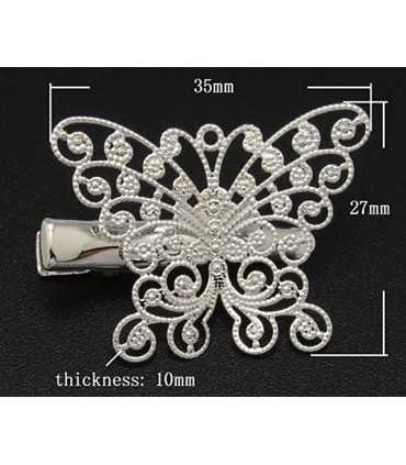CLIP MARIPOSA FILIGRANA PLATEADO 27x35x10 MM 2 UD