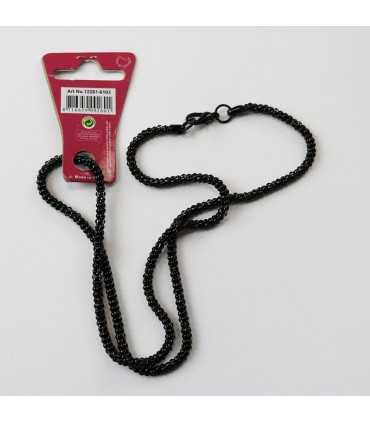 GARGANTILLA CADENA PLATEADA 4 mm x 60 CM NEGRO