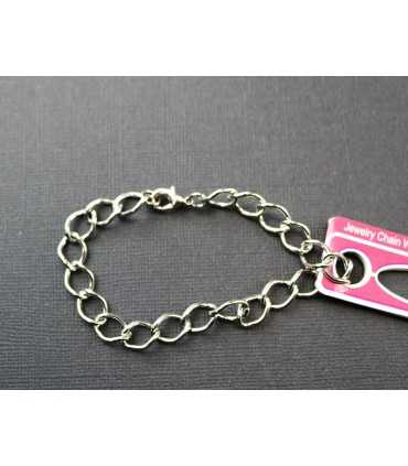 PULSERA PLATEADA ESLABON 8x11 mm 18 CM PLATINO