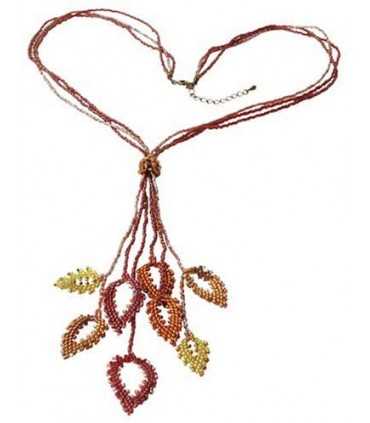 KIT COLLAR MIYUKI HOJAS PERSAS ROJAS