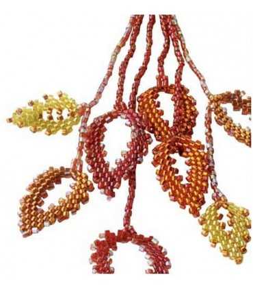 KIT COLLAR MIYUKI HOJAS PERSAS ROJAS