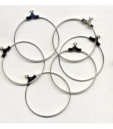 PENDIENTES CRIOLLA FINA 30 MM COLOR PLATINO 6 UD