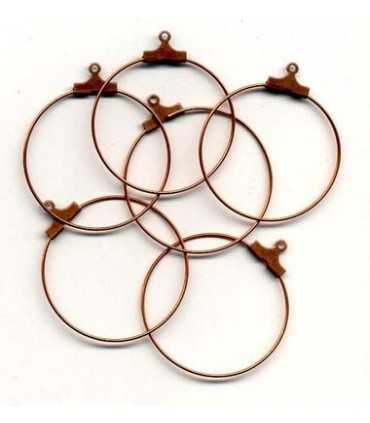 PENDIENTES CRIOLLA FINA 30 MM BAÑO COBRE 6 UD