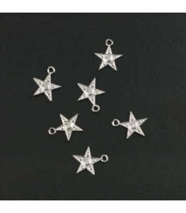 COLGANTE ESTRELLA COLOR PLATINO 12 MM 6 UNIDADES
