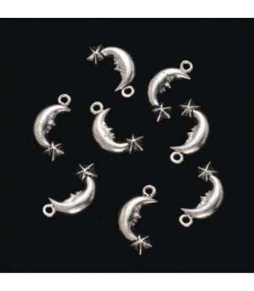 LUNA METAL PLATA ANTIGUA 17x12 MM. 8 UNIDADES.