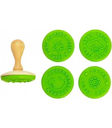 MANGO MADERA Y 5 SELLOS PARA GALLETAS 7 CM ARTEMIO