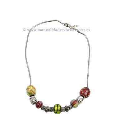 CUENTA CRISTAL Y METAL OLIVA FLORES ROJA 15x16 MM