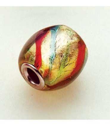 CUENTA CRISTAL NÚCLEO METAL OLIVA RAYAS 15 x 16 MM