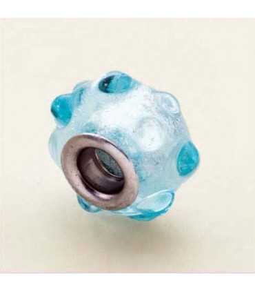 CUENTA CRISTAL NÚCLEO METAL AZUL CLARO 12 x 8 MM