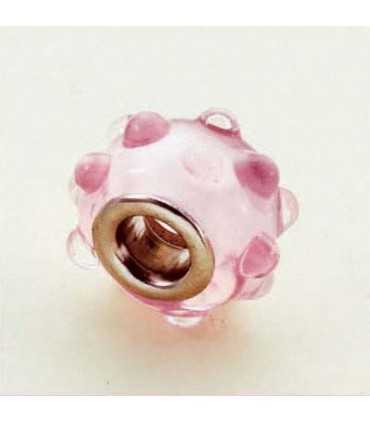 CUENTA CRISTAL NÚCLEO METAL ROSA CLARO 12 x 8 MM