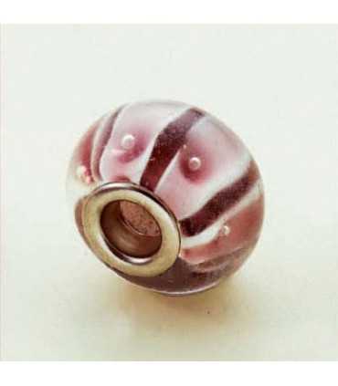 CUENTA CRISTAL NÚCLEO METAL LILA BOLA 15 x 10 MM