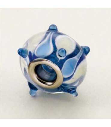 CUENTA CRISTAL Y METAL AZUL Y AMARILLO 15 x 10 MM