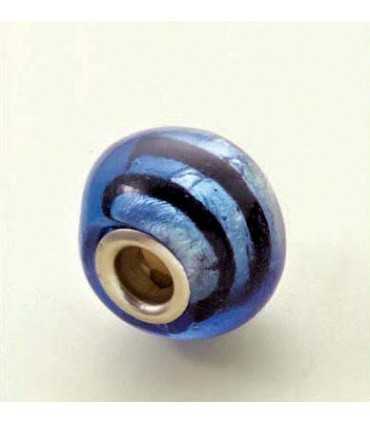 CUENTA CRISTAL Y METAL AZUL CON LÍNEA 15 x 11 MM