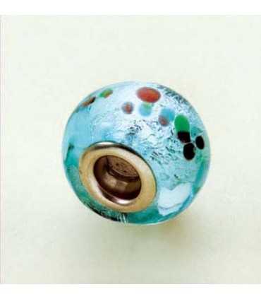 CUENTA CRISTAL Y METAL CELESTE PUNTOS 11 x 15 MM