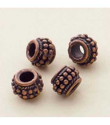 CILINDRO 10x7 MM COBRE ANTIGUO 4 UNID. AGUJ. 4 MM