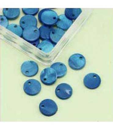 COLGANTES CÍRCULO NÁCAR AZUL 10 MM 40 UNIDADES