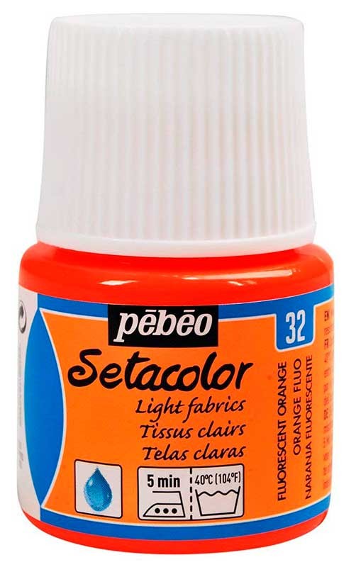 SETACOLOR PEBEO FLUORESECENTE 45 ML. PINTURA TELA : color:32 Naranja Fluo