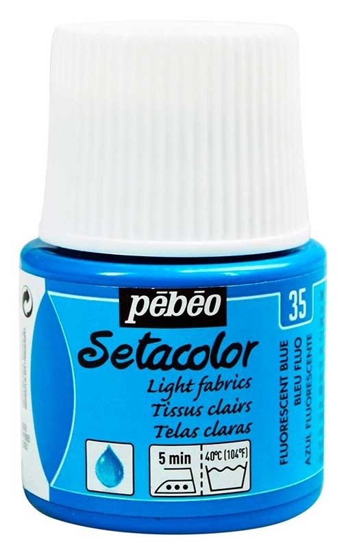 SETACOLOR PEBEO FLUORESECENTE 45 ML. PINTURA TELA : color:35 Azul Fluo