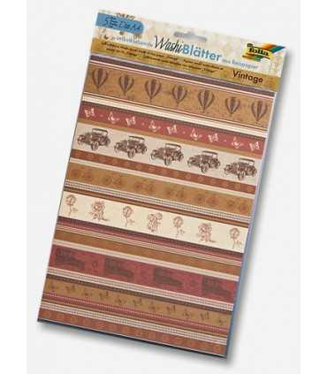 HOJAS WASHI MIX VINTAGE DIN A4 21x29,5 CM 5 HOJAS