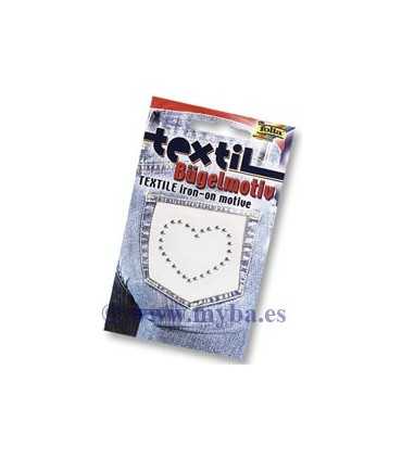 TRANSFER TERMOFIJABLE TACHUELAS CORAZÓN 46 MM APR.