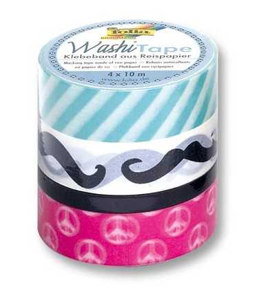 WASHI TAPE FOLIA SET MOUSTCAHE 3x15 mm + 1x5 mm