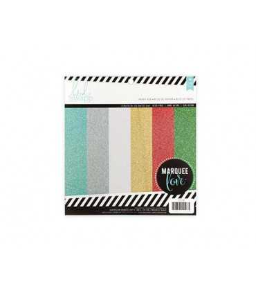 BLOC PAPEL GLITTER HEIDI SWAPP 8,5x8,5 PULG 18 UD