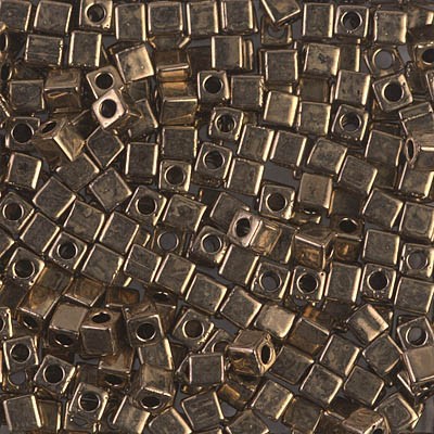 CUBOS MIYUKI  4 MM BRONCE-1 BOLSA 10 GR : MIYUKI CUBOS:457 MET BRONZE